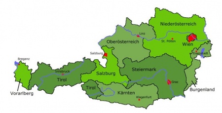 Karta över Österrike