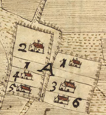 Hemman på karta år 1638-39, Karleby, Väderstad socken, Östergötland.